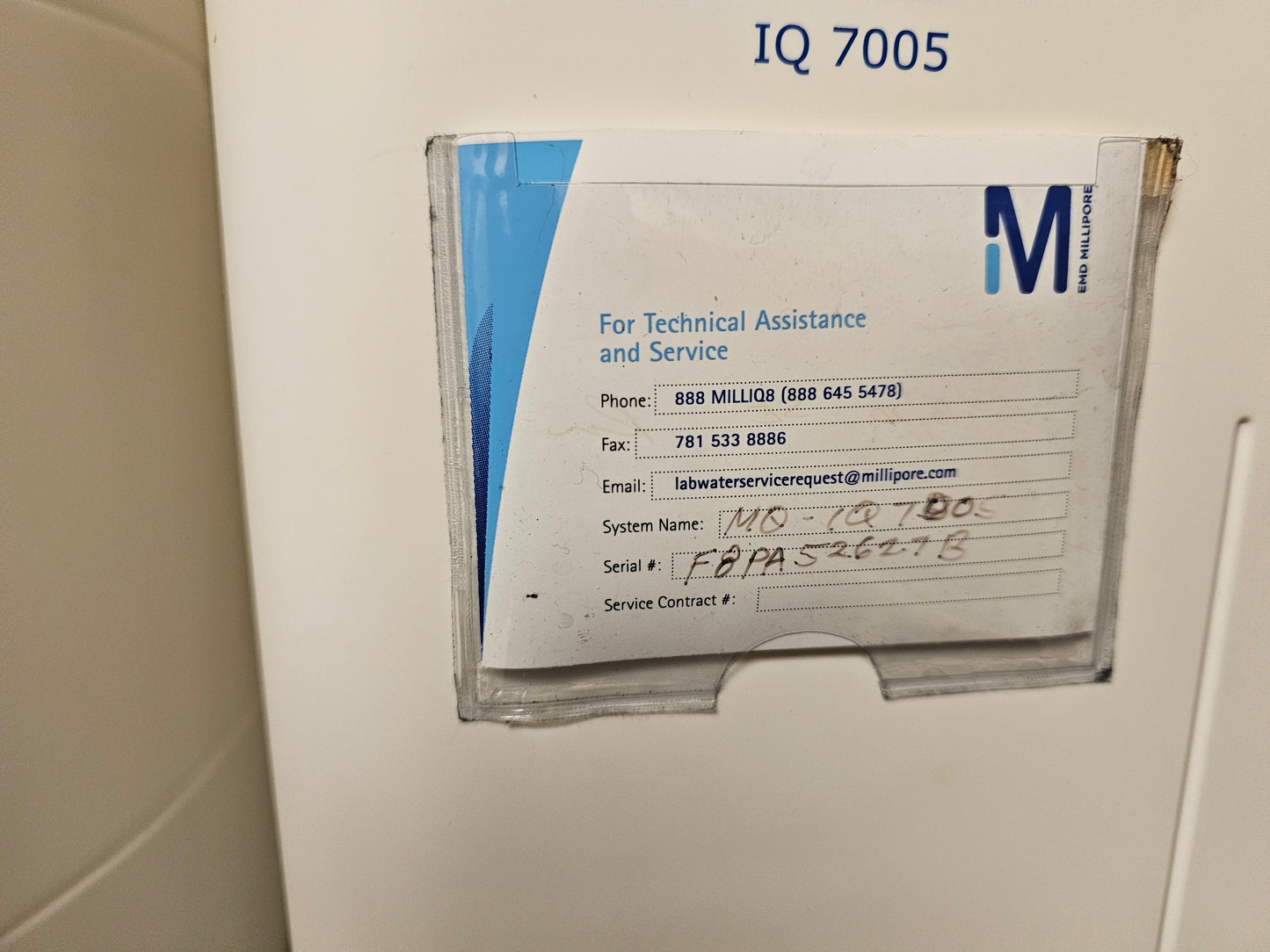Milli-Q IQ 7005 Water Purification System, perfectly maintained