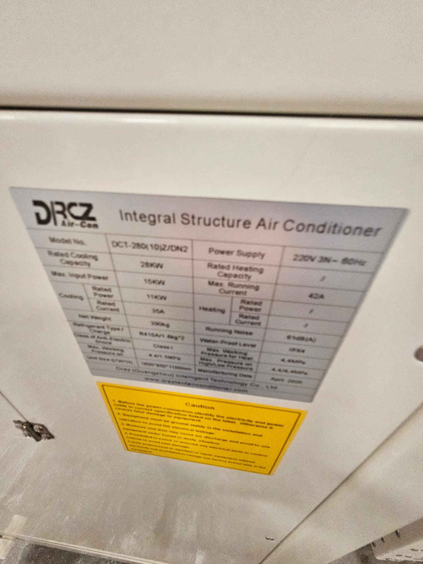 Drez DCT 280 Canopy/Tent Air condirioning system