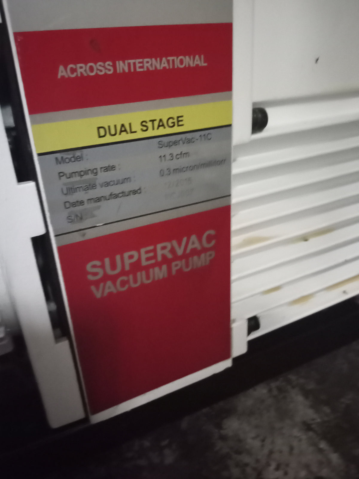 Ai SuperVac Corrosion-Resist, 2-Stage, Vacuum Pump Defunct condition reflected in discount