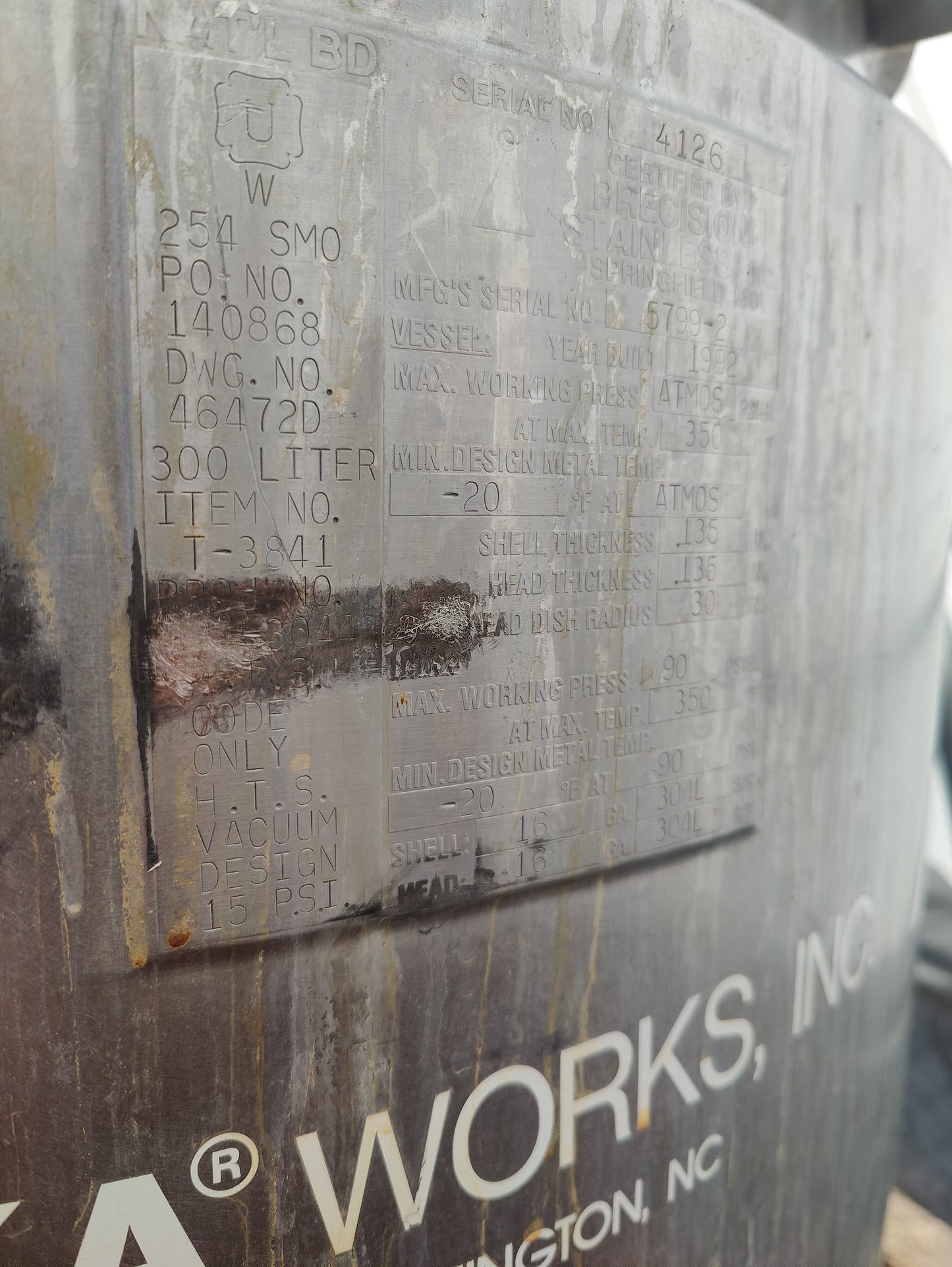 NAT'L BD 300L Pressure Tank w/ IKA Works modification for decarboxylation