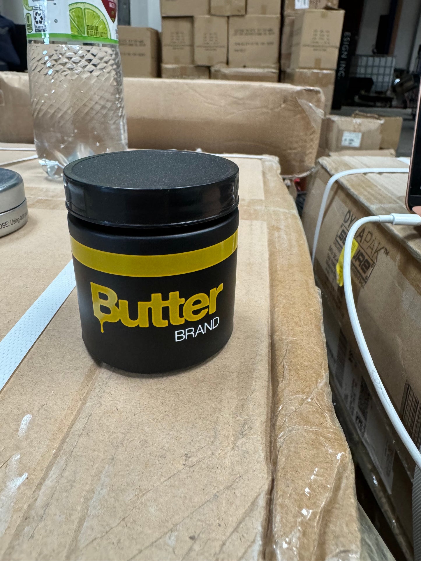 Butter Brand- 3 oz Glass matte black jar with lid 150 per case