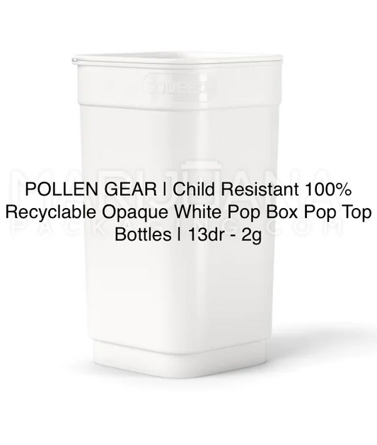 Child Resistant 100% Recyclable Opaque White Pop Box Pop Top Bottles | 13dr - 2g - 825 Count