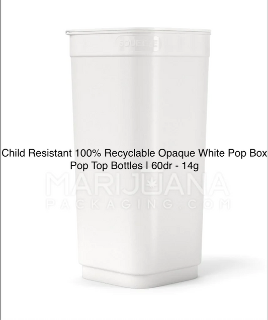 Child Resistant 100% Recyclable Opaque White Pop Box Pop Top Bottles | 60dr - 14g 205 per case