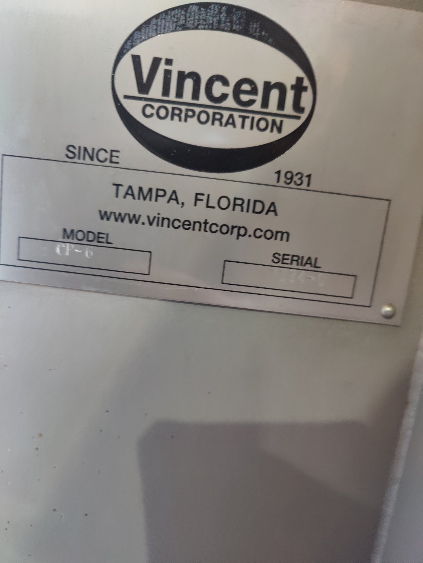 Vincent Horizontal Screw Press Model CP-6 Standard With Stand and VFD